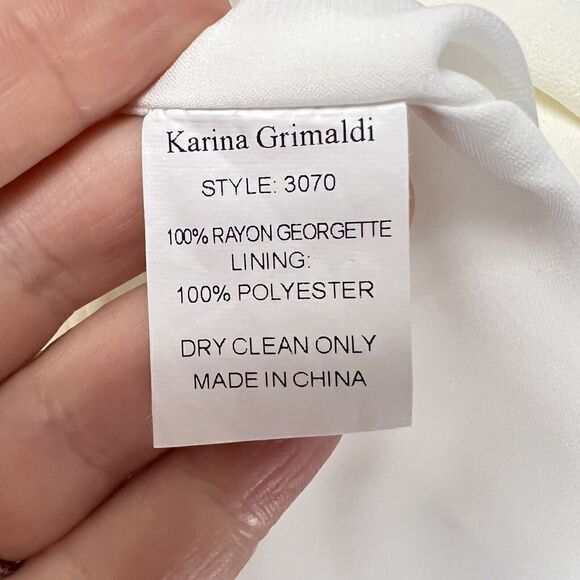 Karina Grimaldi Jack Solid Mini Dress Ivory White Long Sleeve Keyhole Size M - Picture 12 of 15